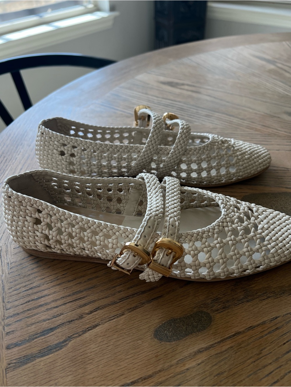 Dolce Vita Baylee Leather Double Strap Flats Cream Ivory 8.5 - Picture 2 of 8